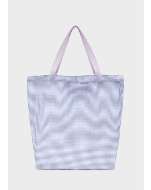 Sac shopper Bruna Vichy lilas - 48 x 41 x 15 cm