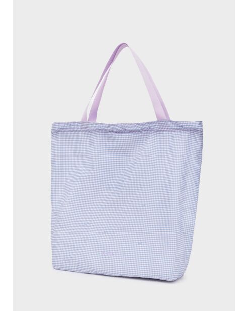Sac shopper Bruna Vichy lilas - 48 x 41 x 15 cm