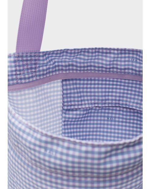 Sac shopper Bruna Vichy lilas - 48 x 41 x 15 cm