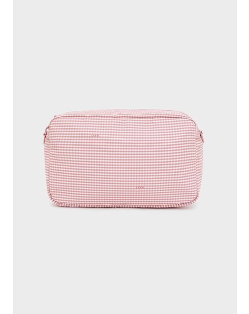 Pochette moyenne Vichy rose - 23 x 14 x 10 cm