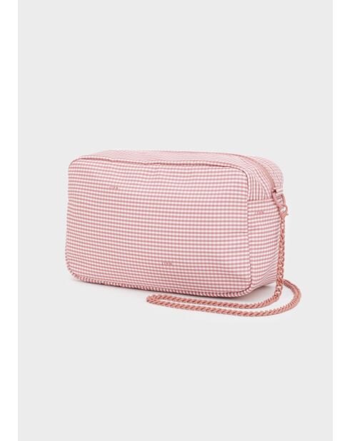 Pochette moyenne Vichy rose - 23 x 14 x 10 cm
