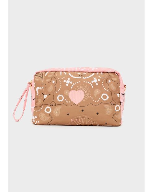 Sac à motif bandana rose/marron - 24x10x15 cm