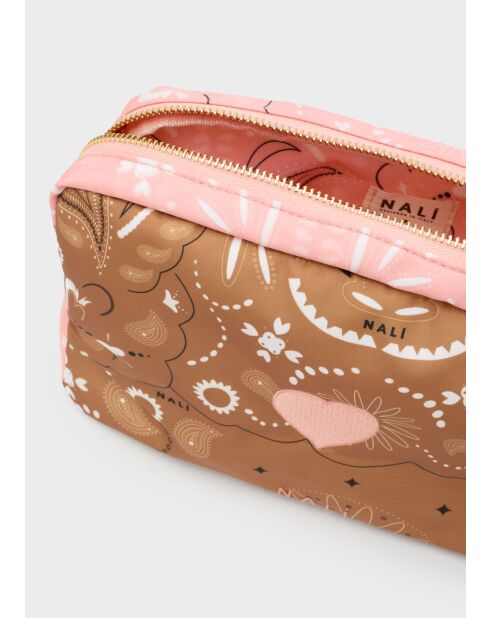 Sac à motif bandana rose/marron - 24x10x15 cm