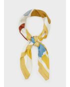 Sciarpa Charlotte grande con stampa ocra multicolor