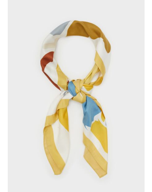 Sciarpa Charlotte grande con stampa ocra multicolor