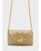Sac bandoulière Sharon taupe brillant - 23x7x14,5 cm
