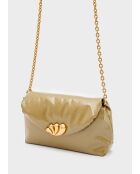 Sac bandoulière Sharon taupe brillant - 23x7x14,5 cm