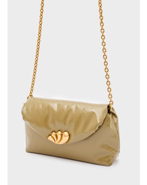 Sac bandoulière Sharon taupe brillant - 23x7x14,5 cm