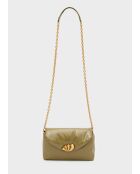 Sac bandoulière Sharon taupe brillant - 23x7x14,5 cm