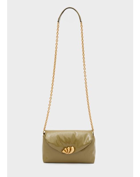Sac bandoulière Sharon taupe brillant - 23x7x14,5 cm