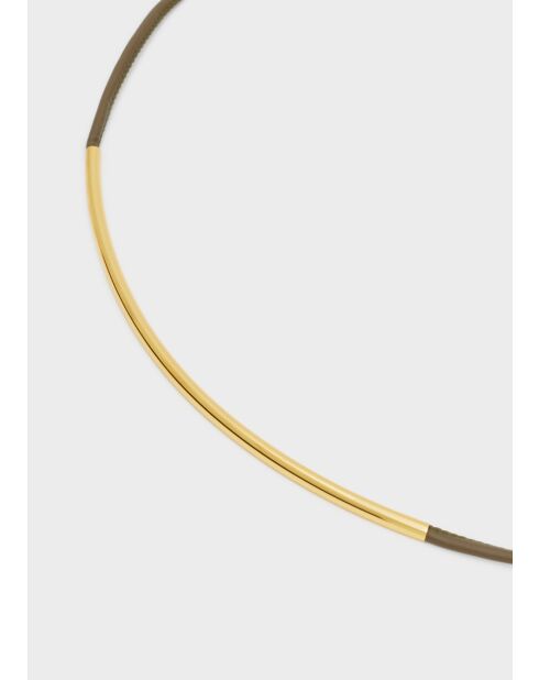 Ceinture tube avec élément doré et corde marron