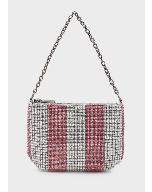 Sac bandoulière Blenda fushia / blanc - 23 x 17 x 1 cm