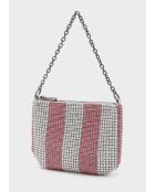 Sac bandoulière Blenda fushia / blanc - 23 x 17 x 1 cm