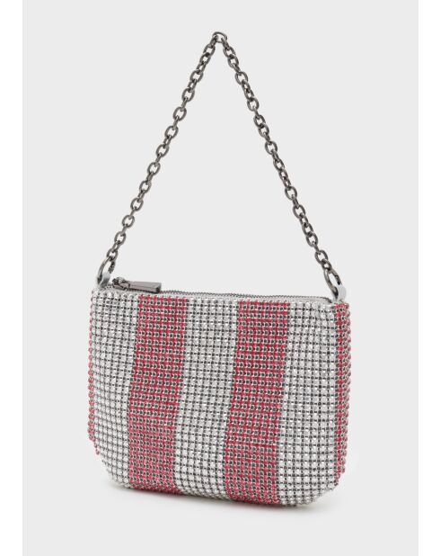 Sac bandoulière Blenda fushia / blanc - 23 x 17 x 1 cm