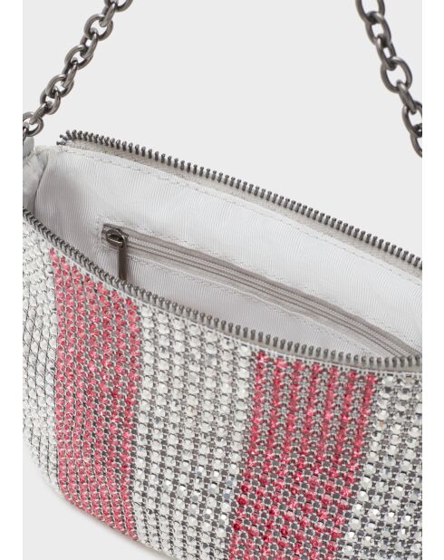 Sac bandoulière Blenda fushia / blanc - 23 x 17 x 1 cm