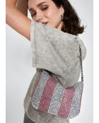 Sac bandoulière Blenda fushia / blanc - 23 x 17 x 1 cm