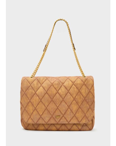 Sac bandoulière Demi effet denim marron - 32x23x15cm