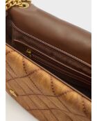 Sac bandoulière Demi effet denim marron - 32x23x15cm