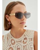 Schwarze und goldene Sofia Maskenbrille