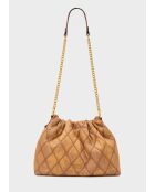 Sac bandoulière Demi effet denim marron - 23x30x12cm