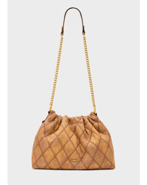 Sac bandoulière Demi effet denim marron - 23x30x12cm
