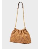 Sac bandoulière Demi effet denim marron - 23x30x12cm