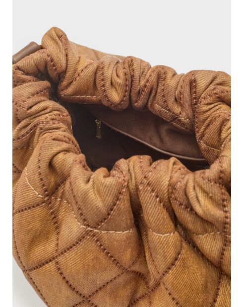 Sac bandoulière Demi effet denim marron - 23x30x12cm