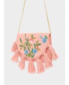 Pochette en velours Delia perles rose - 20x136x5 cm