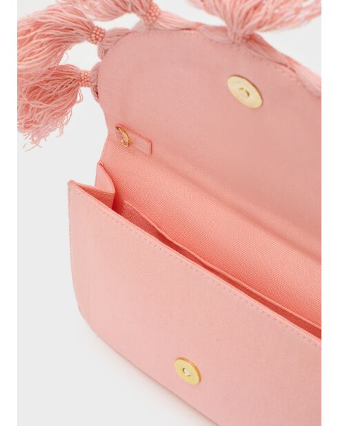 Pochette en velours Delia perles rose - 20x136x5 cm
