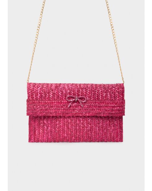 Pochette Sami BRUNE et NŒUD rose foncé - 30x19 cm