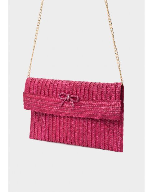 Pochette Sami BRUNE et NŒUD rose foncé - 30x19 cm