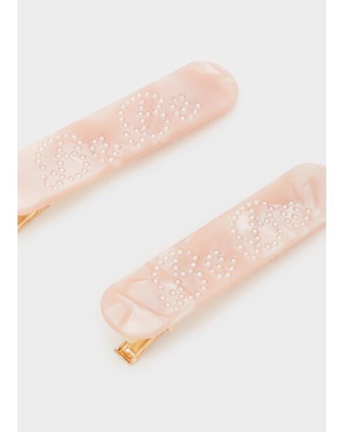 Ensemble de barrettes à cheveux marbré babe rose