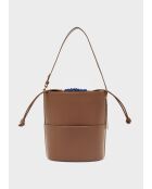 Sac seau Miranda marron/bleu - 29x9x30 cm