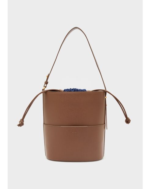 Sac seau Miranda marron/bleu - 29x9x30 cm