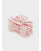 Pince en forme de nœud à cheveux rose/blanc