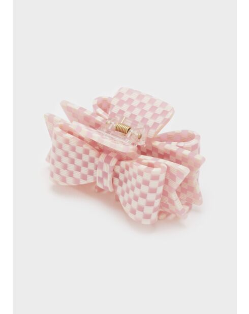 Pince en forme de nœud à cheveux rose/blanc