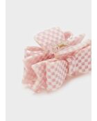Pince en forme de nœud à cheveux rose/blanc