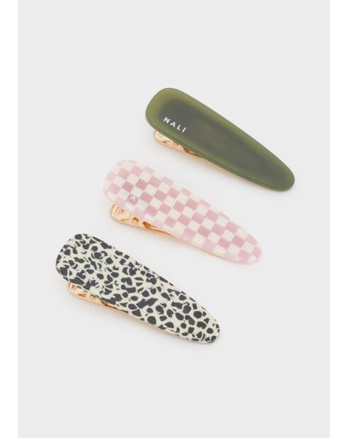 Ensemble de pinces à cheveux Sissy vert/rose