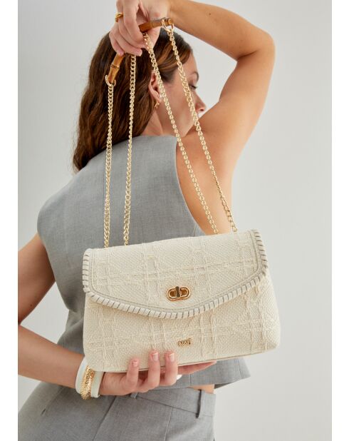 Sac bandoulière Bernadine blanc / blanc cassé - 27 x 18 x 10 cm