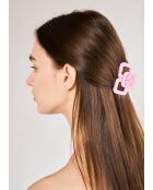 Pince à cheveux chaîne en résine rose