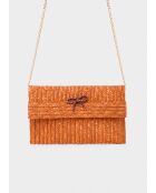 Pochette Sami PAILLE et NŒUD bleu/orange - 30x19 cm