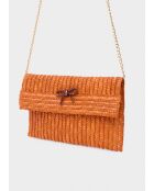 Pochette Sami PAILLE et NŒUD bleu/orange - 30x19 cm