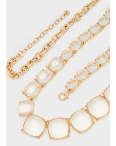 Kettingriem met transparante/gouden stenen