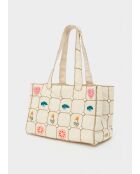 Sac cabas Brodé blanc - 29x15x42 cm