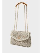 Sac bandoulière Bernadine marron/blanc cassé - 27 x 18 x 10 cm