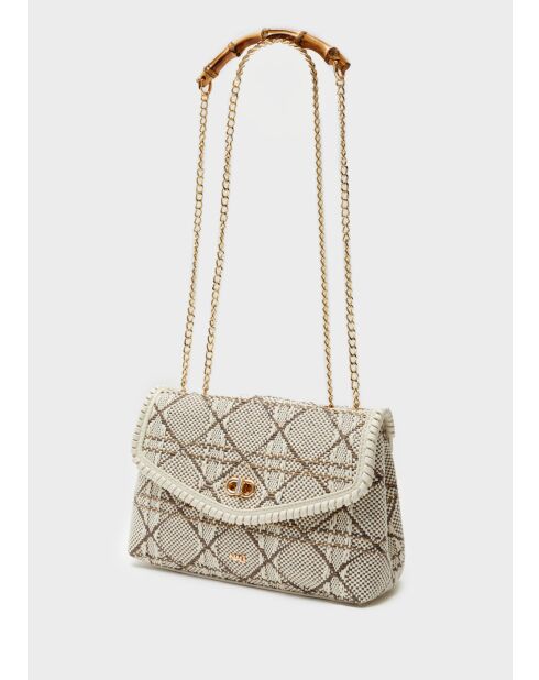 Sac bandoulière Bernadine marron/blanc cassé - 27 x 18 x 10 cm