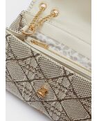 Sac bandoulière Bernadine marron/blanc cassé - 27 x 18 x 10 cm