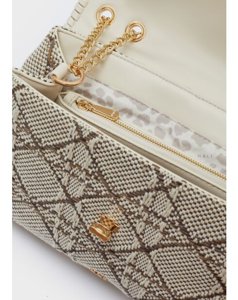 Sac bandoulière Bernadine marron/blanc cassé - 27 x 18 x 10 cm