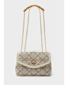 Sac bandoulière Bernadine marron/blanc cassé - 27 x 18 x 10 cm