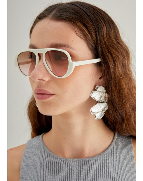 Gafas de aviador blancas/rosas